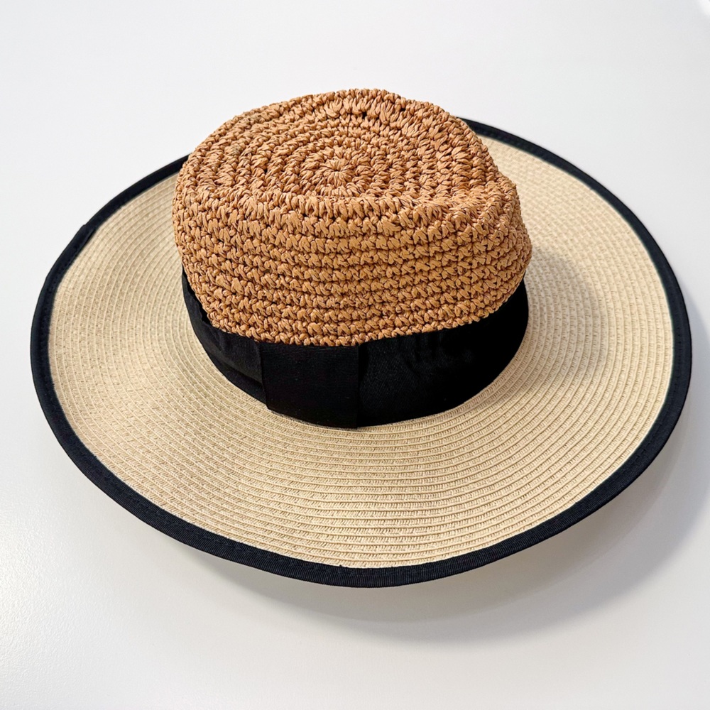 Halogen Two Tone Straw Adjustable Beach Hat